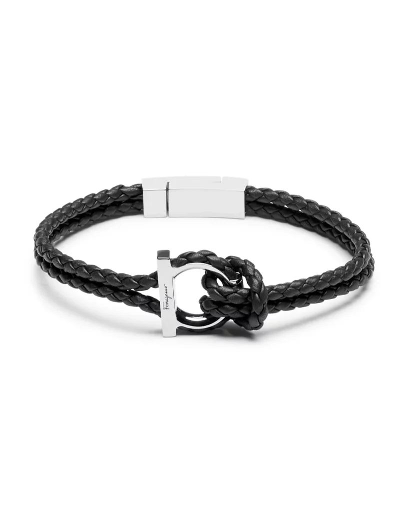 Ferragamo Gancini Woven Leather Bracelet