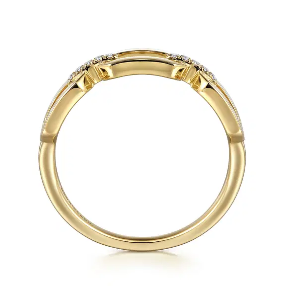 14K Gold Diamond Link Chain Ring