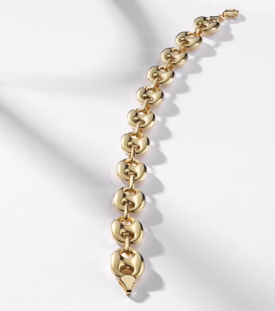Stone And Strand Gold Chain Link Bracelet Puffed Maritime 14kt