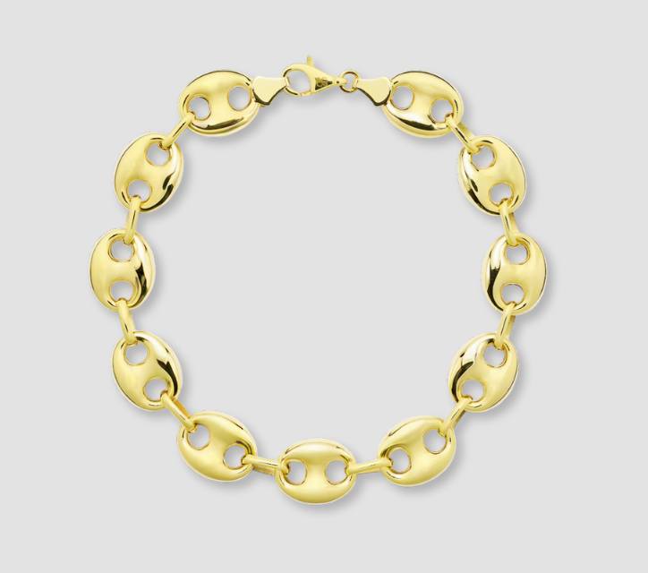 Stone And Strand Gold Chain Link Bracelet Puffed Maritime 14kt