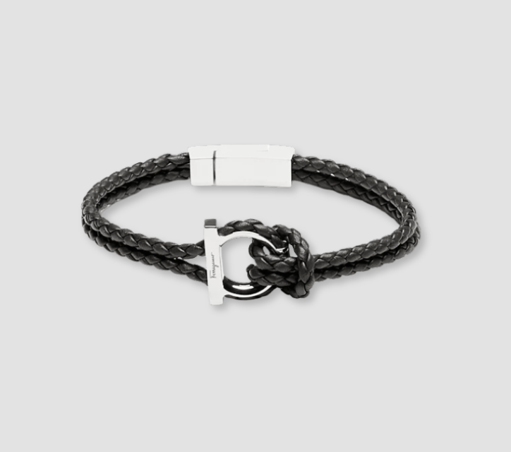 Ferragamo Gancini Woven Leather Bracelet