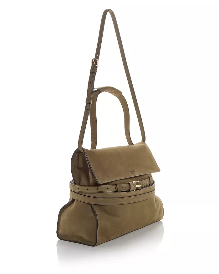 Moschino Tie Me Suede Shoulder Bag - xiceditorial - xic editorial