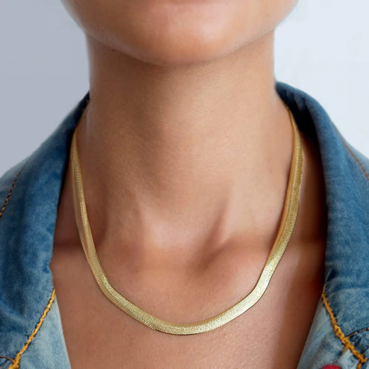Angelique Gold Diamond Cut Herringbone Necklace 3 1