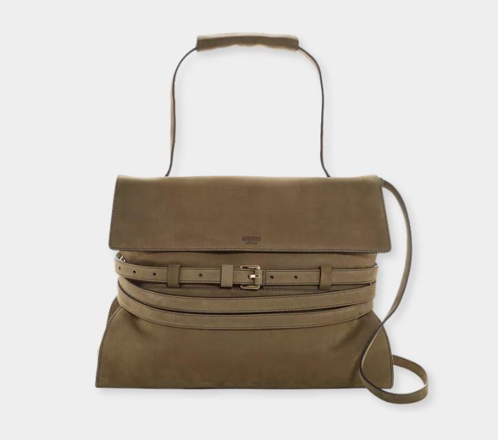 Moschino Tie Me Suede Shoulder Bag - xiceditorial - xic editorial