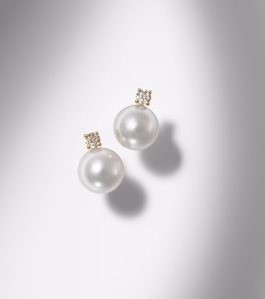 Mikimoto Akoya Pearl Earrings 18kt Gold with Diamonds - xiceditorial - xic editorial