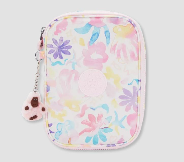 Kipling Pen Case Aqua Flowers
