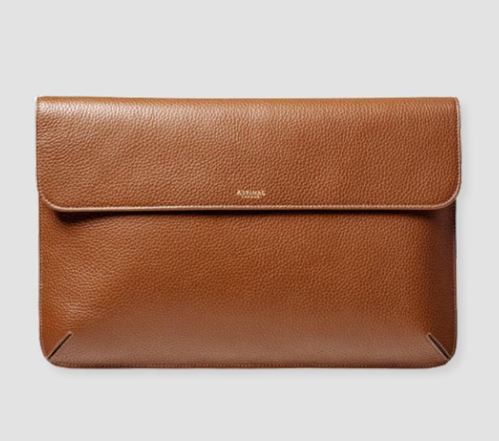 Aspinal of London Leather Laptop Case – Tan Pebble - xiceditorial