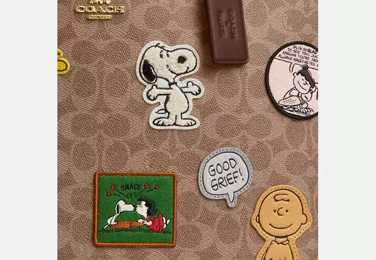 Coach x Peanuts City Tote in Signature Canvas with Patches