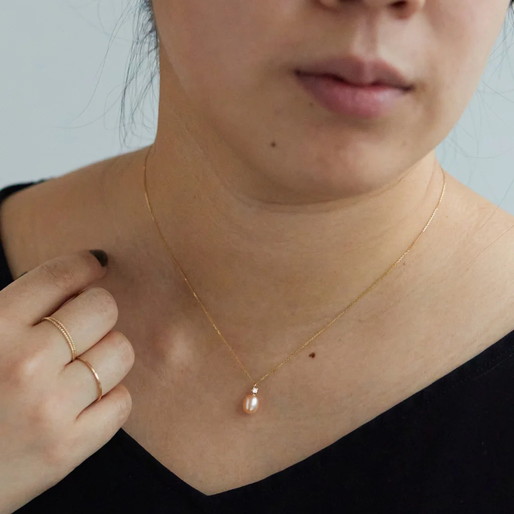 Catbird Pearl and White Diamond Necklace