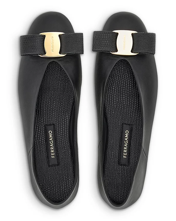 Ferragamo Vanna Leather Bow Flats - xiceditorial - xic editorial