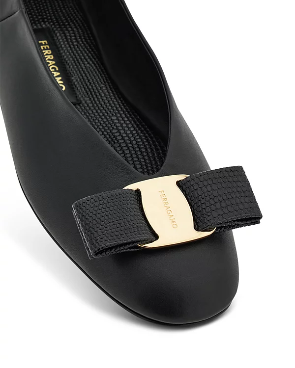 Ferragamo Vanna Leather Bow Flats - xiceditorial - xic editorial