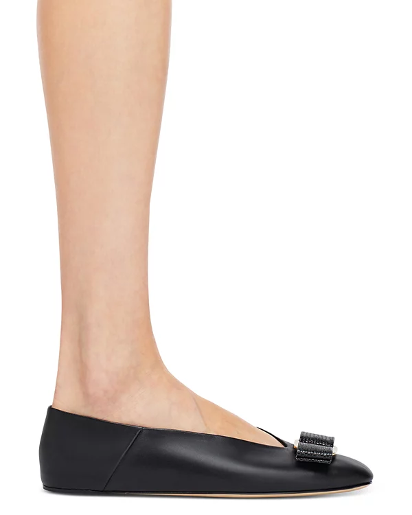 Ferragamo Vanna Leather Bow Flats - xiceditorial - xic editorial