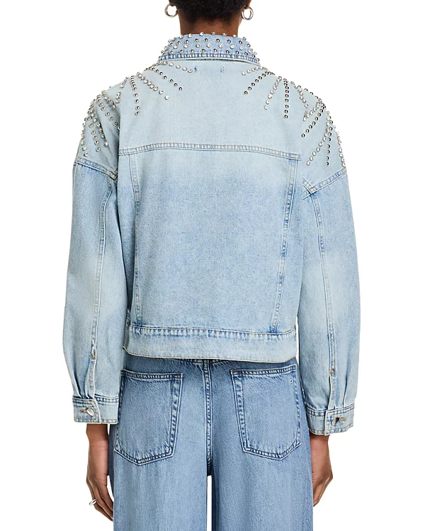 Aqua Embellished Denim Jacket - xiceditorial - xic editorial