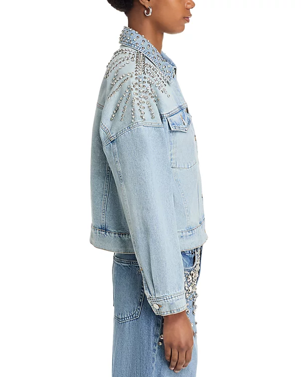 Aqua Embellished Denim Jacket - xiceditorial - xic editorial