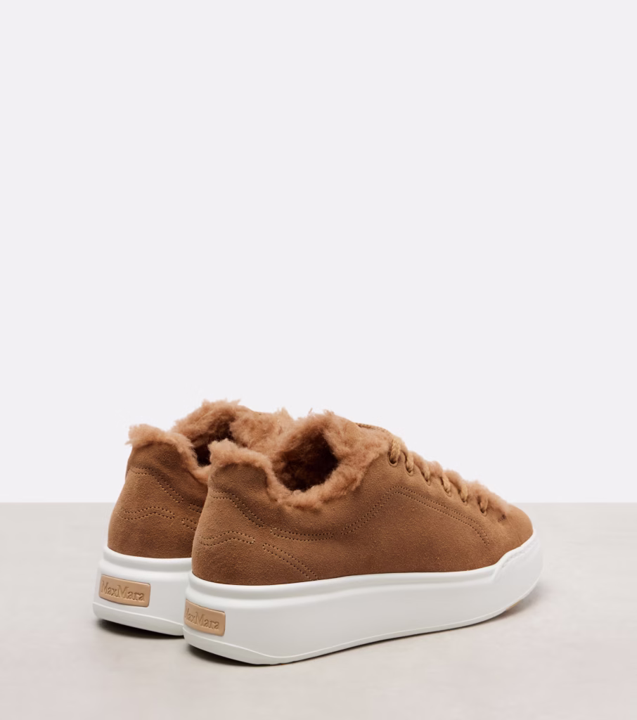 Max Mara TMaxi Suede Platform Sneakers Brown - xiceditorial - xic editorial