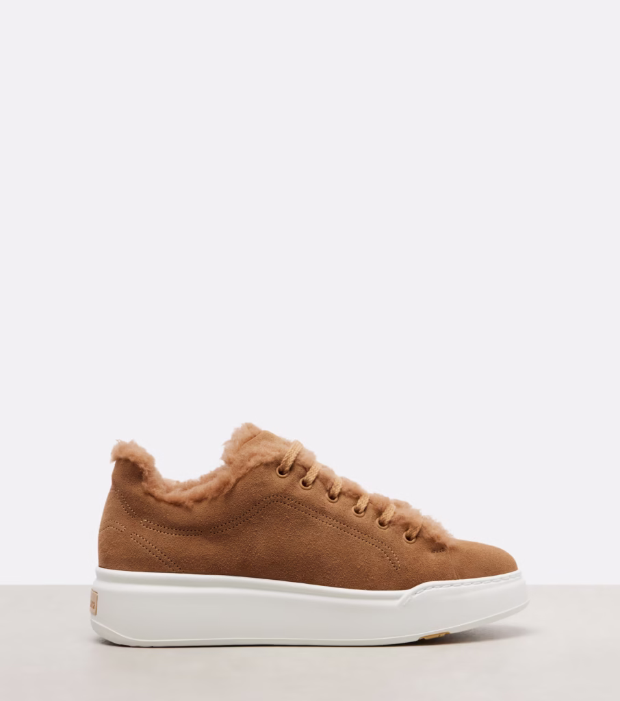 Max Mara TMaxi Suede Platform Sneakers Brown - xiceditorial - xic editorial