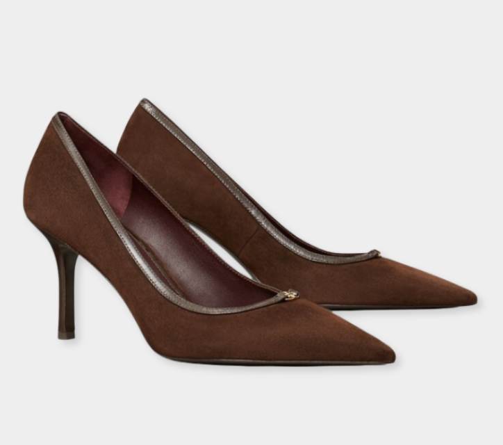 Tory Burch Double T Buckle Suede Pump - xiceditorial - xic editorial