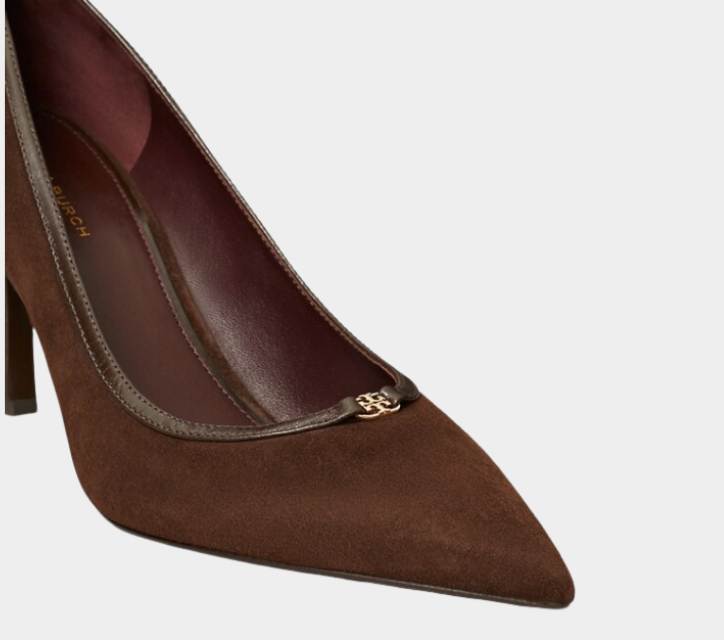 Tory Burch Double T Buckle Suede Pump - xiceditorial - xic editorial
