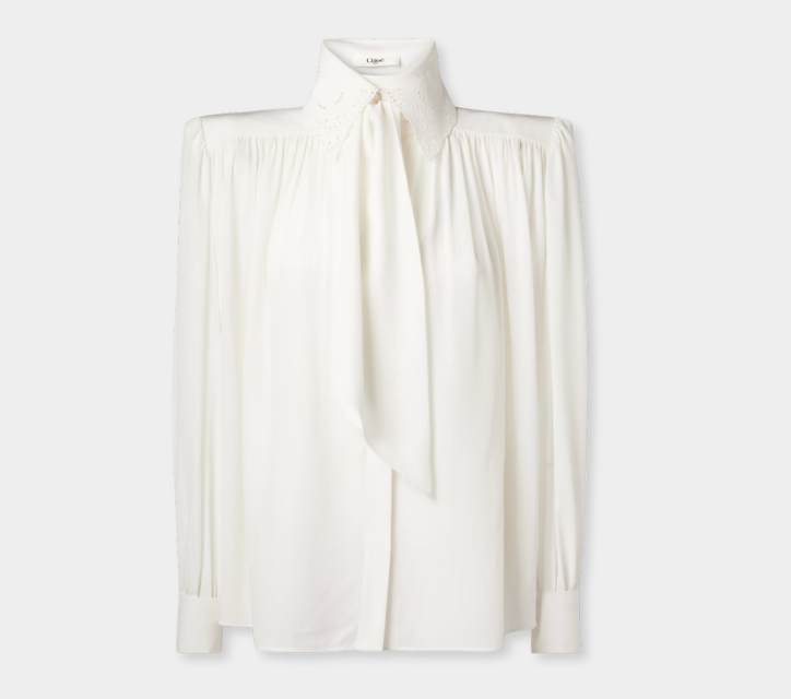 Chloé Pussy-Bow Broderie Anglaise Silk Shirt - xiceditorial - xic editorial