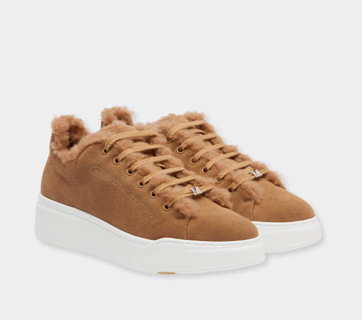 Max Mara TMaxi Suede Platform Sneakers Brown - xiceditorial - xic editorial