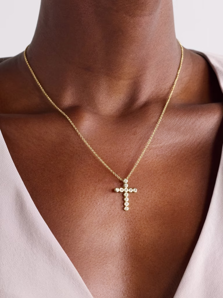 Octavia Elizabeth Cross Necklace 18k Gold & Diamonds - xiceditorial - xic editorial