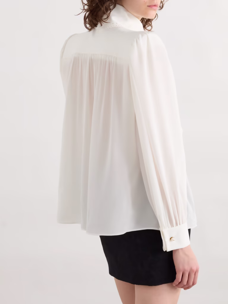 Chloé Pussy-Bow Broderie Anglaise Silk Shirt - xiceditorial - xic editorial