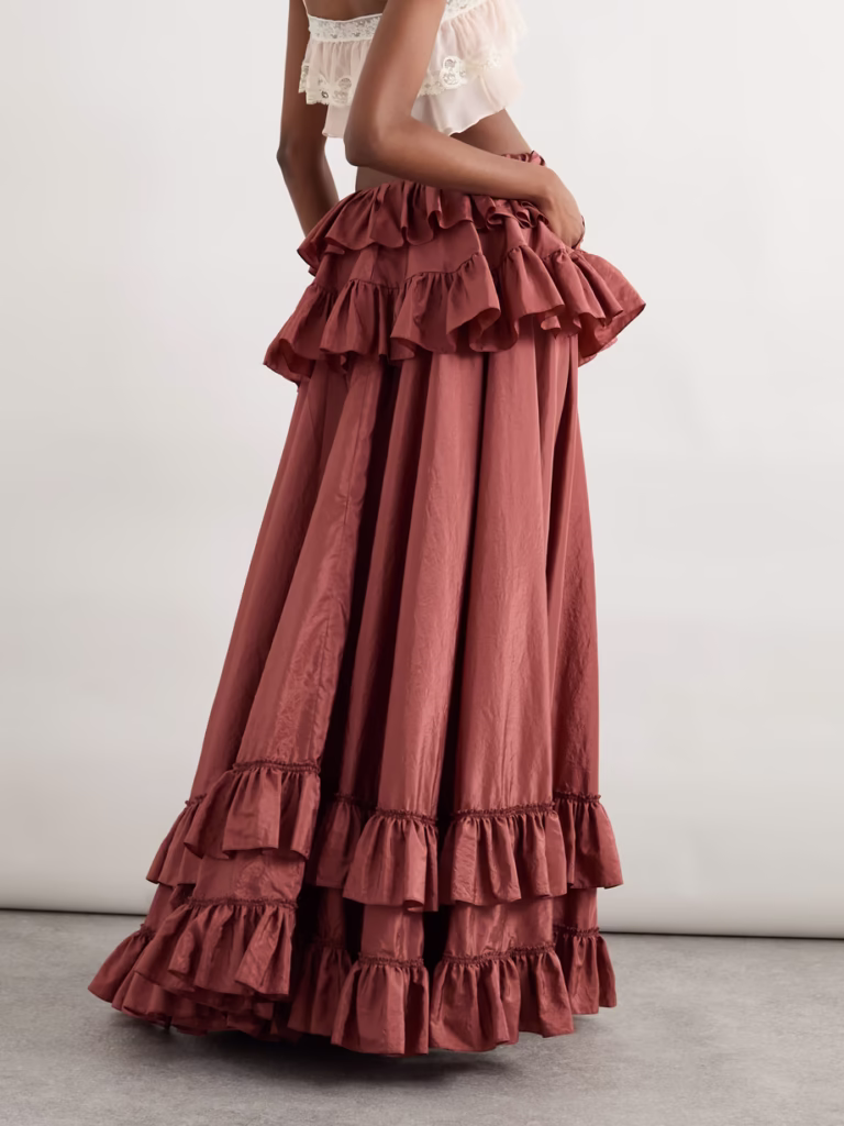 Chloé Ruffled Tiered Silk-Taffeta Skirt Maxi - xiceditorial - xic editorial