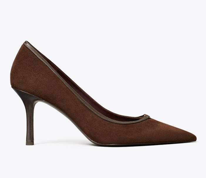 Tory Burch Double T Buckle Suede Pump - xiceditorial - xic editorial