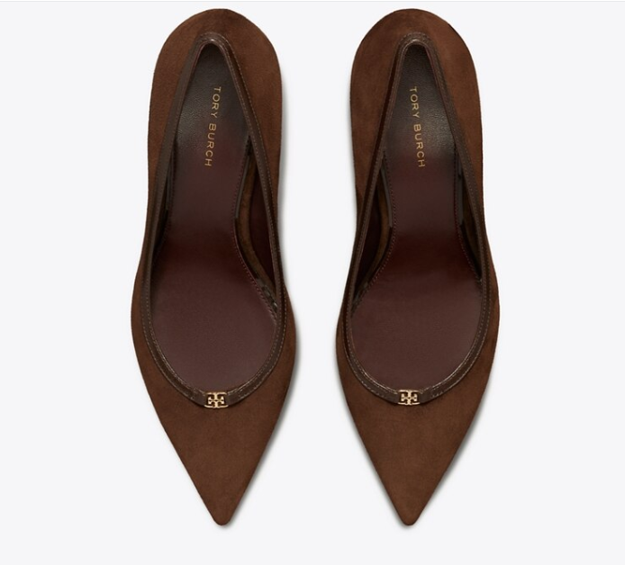 Tory Burch Double T Buckle Suede Pump - xiceditorial - xic editorial