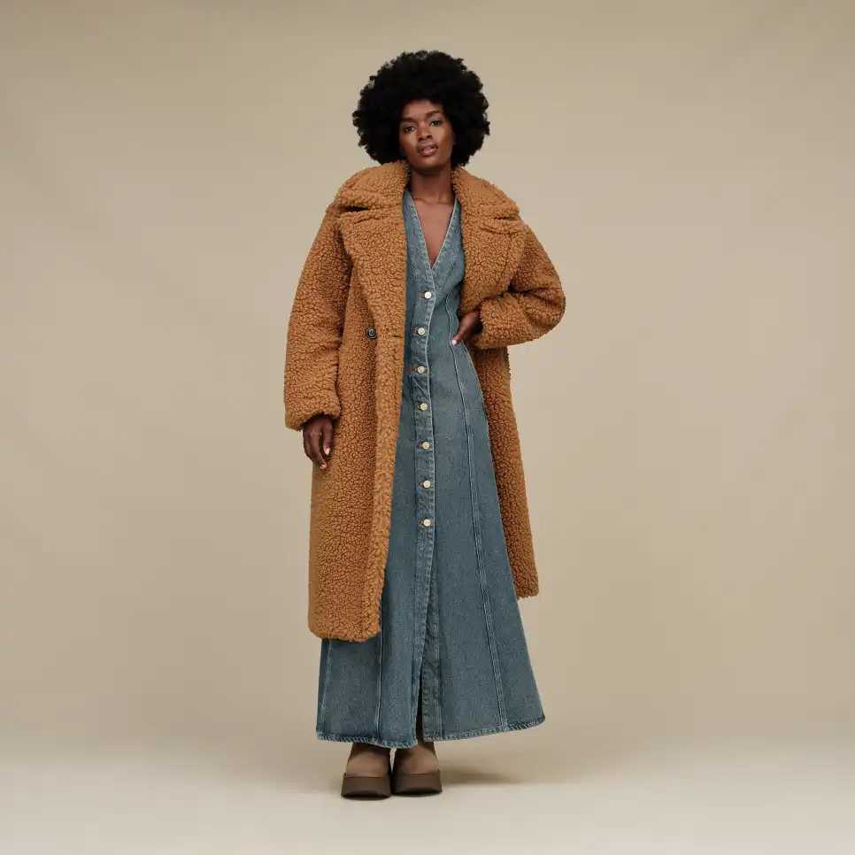 UGG Gertrude Long Teddy Coat Chestnut - xiceditorial - xic editorial