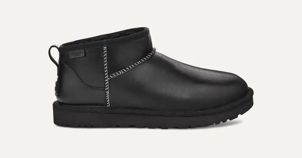 UGG Men’s Classic Ultra Mini Leather Regen Boots black - xiceditorial -xic editorial