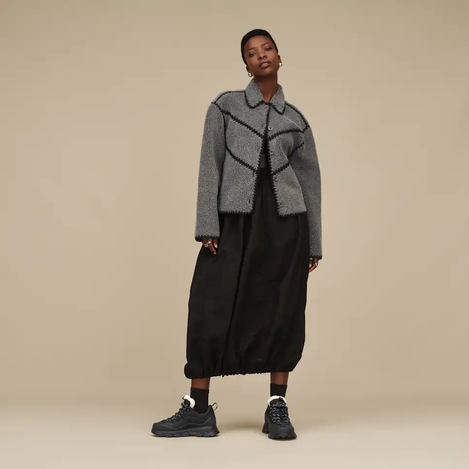 UGG Ellison UGGfluff Shell Jacket Charcoal - xiceditorial - xic editorial