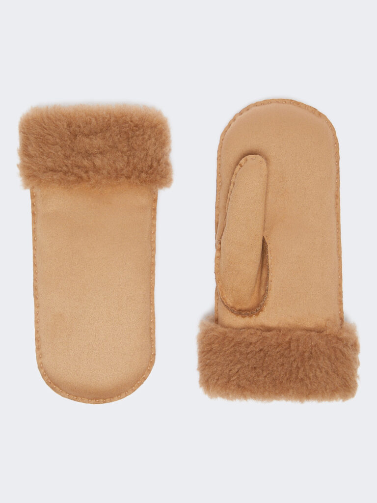 Max Mara Sand Shearling-Lined Gloves Brown - xiceditorial - xci editorial