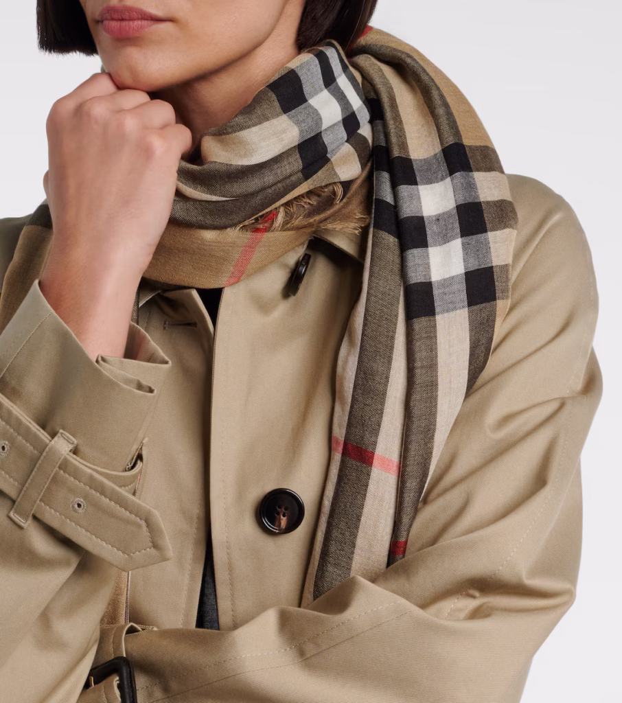 Burberry Check Wool and Silk Scarf Beige - xiceditorial - xic editorial