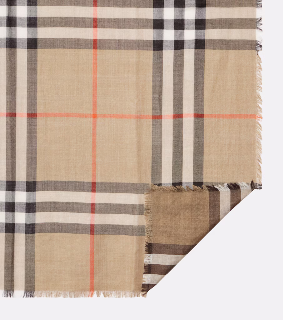 Burberry Check Wool and Silk Scarf Beige - xiceditorial - xic editorial