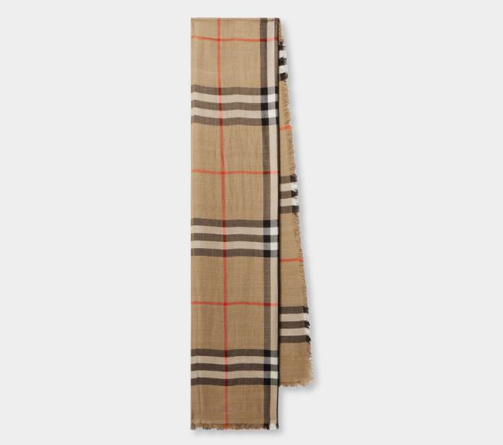 Burberry Check Wool and Silk Scarf Beige - xiceditorial - xic editorial