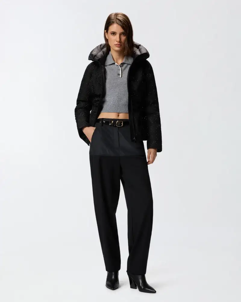 PINKO Fully Rhinestoned Short Down Jacket xiceditorial xic editorial
