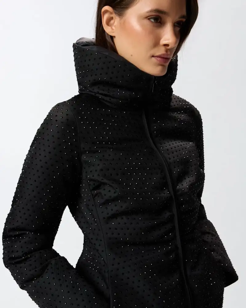 PINKO Fully Rhinestoned Short Down Jacket xiceditorial xic editorial