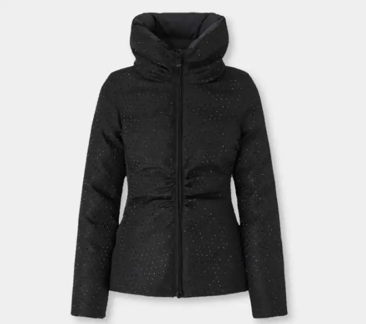 PINKO Fully Rhinestoned Short Down Jacket xiceditorial xic editorial