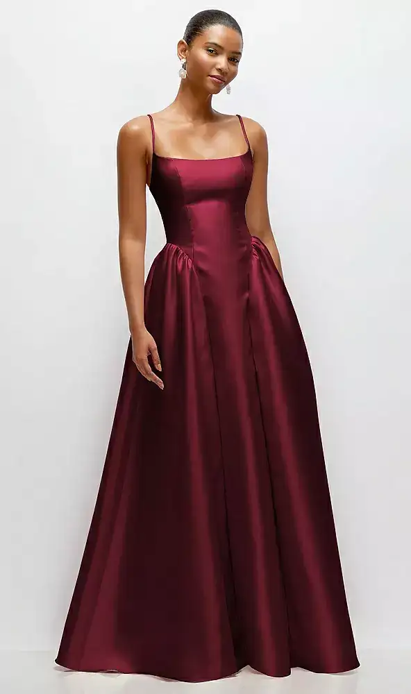 Dessy Collection Jillian Satin Maxi Dress with Drop Basque Skirt xiceditorial