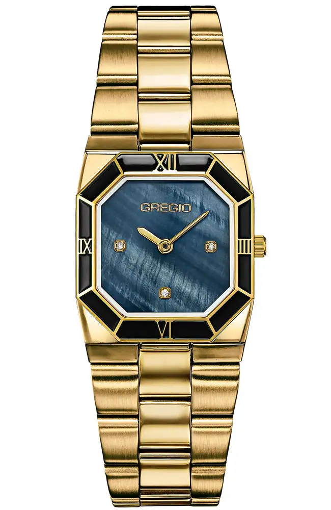 Gregio Isabel Two Tone Stainless Steel Watch with Green Mother of Pearl Dial e-oro pappas xiceditorial