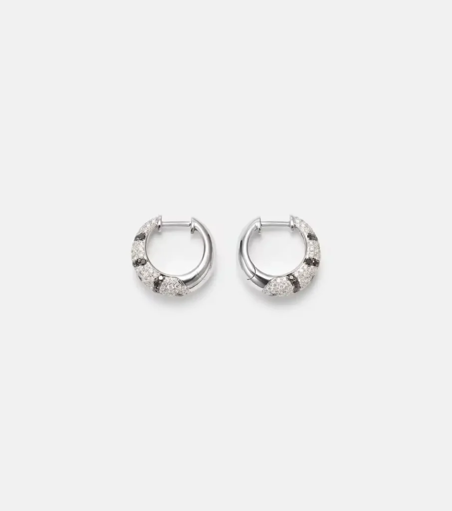 Yvonne Léon Zèbre 18kt white gold hoop earrings with diamonds xiceditorial