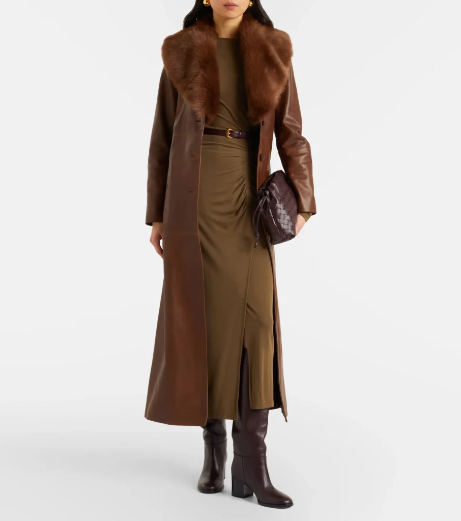Nour Hammour Dakota shearling-trimmed leather coat xiceditorial