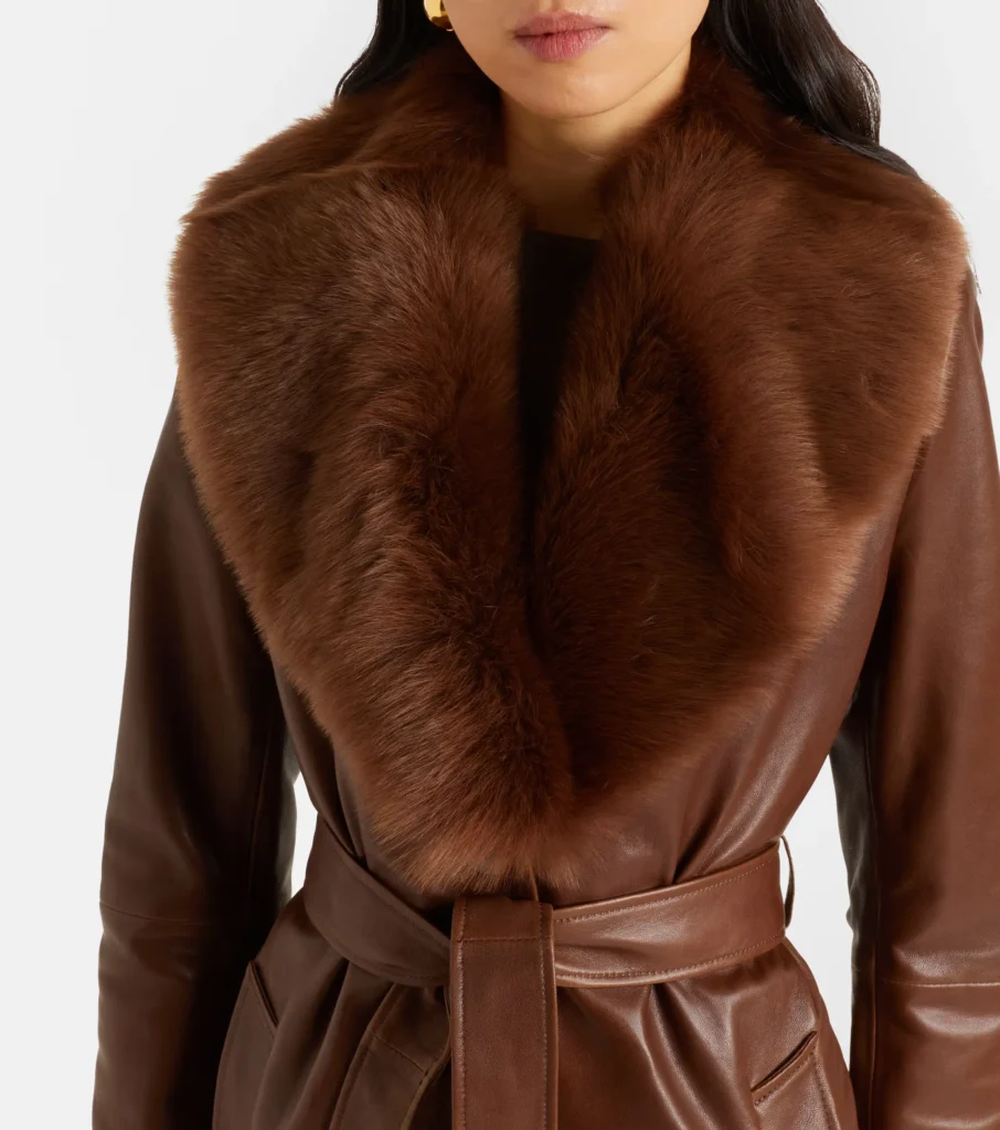 Nour Hammour Dakota shearling-trimmed leather coat xiceditorial