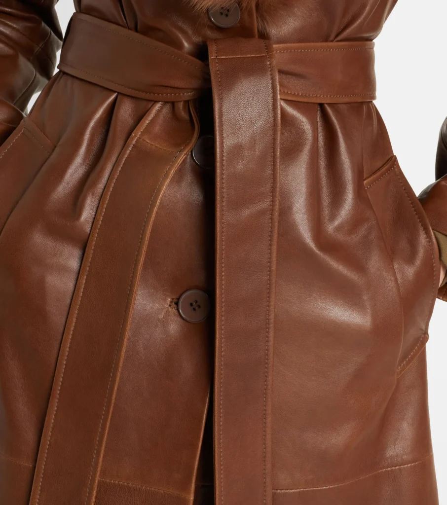 Nour Hammour Dakota shearling-trimmed leather coat xiceditorial