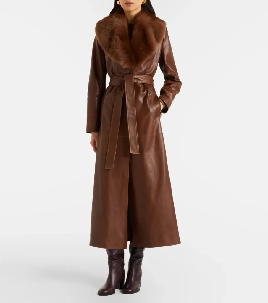 Nour Hammour Dakota shearling-trimmed leather coat xiceditorial