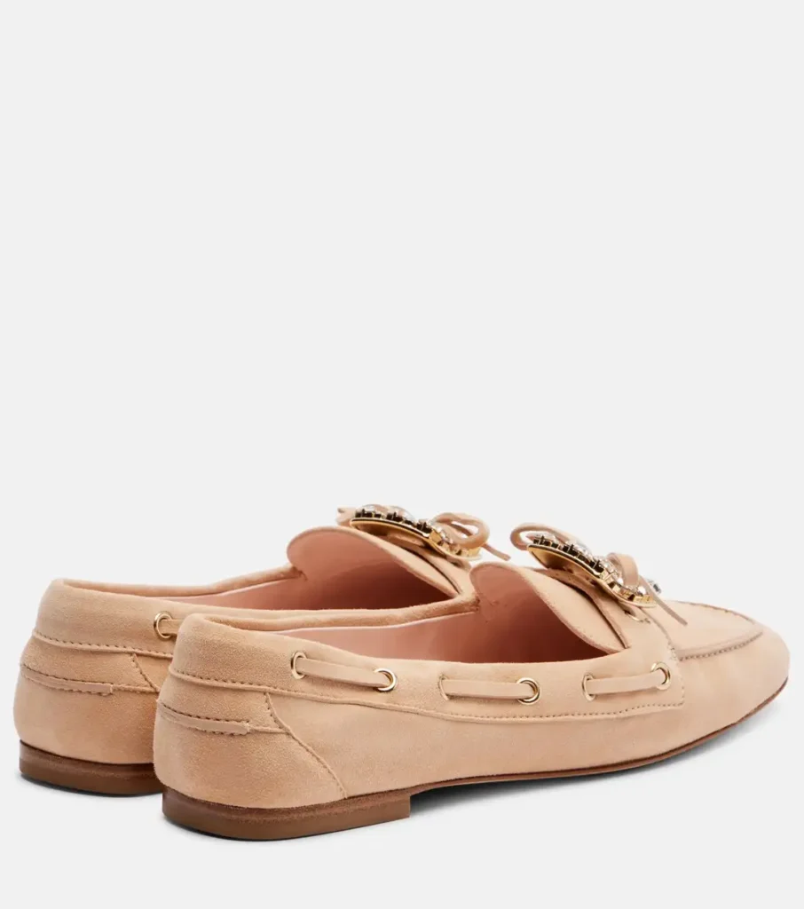 Roger Vivier Boat Strass Embellished Suede Boat Shoes in Beige xiceditorial