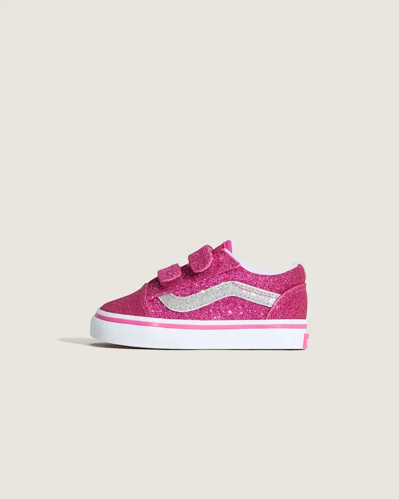 Vans Toddler Old Skool V Shoes Pink Glitter xiceditorial