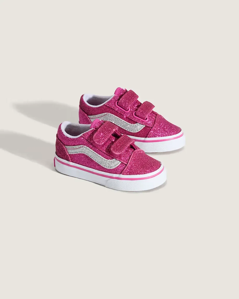 Vans Toddler Old Skool V Shoes Pink Glitter xiceditorial