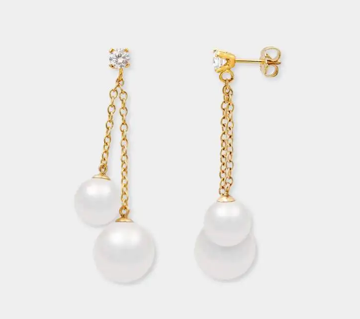 Pappas Jewels 14K Gold Akoya Pearl Zircon Earrings - xiceditorial - xic editorial - e-oro